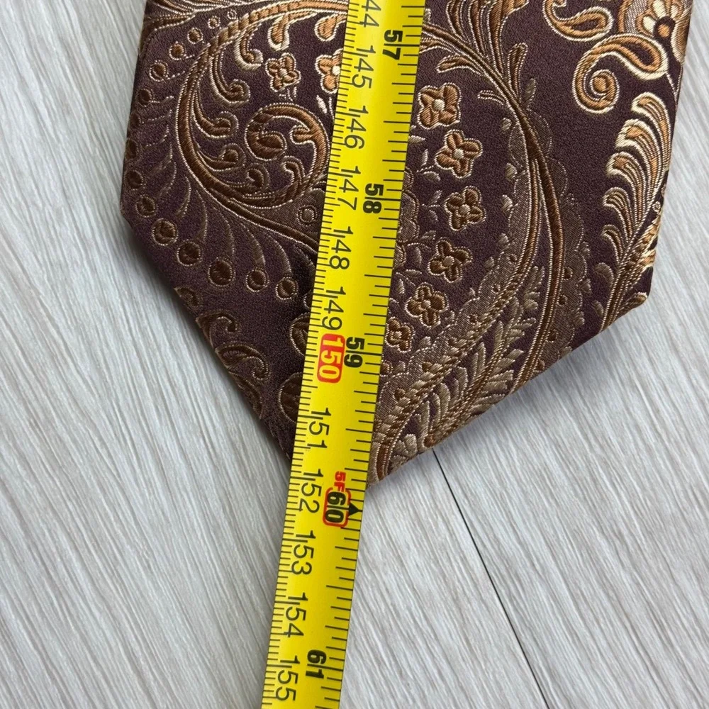 Sean John Mens‎ Paisley Silk Blend Tie Brown Gold Formal Business Fashion
